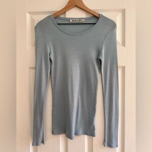 Michael Stars Powder Blue Shimmer Long Sleeve Shirt Y2K